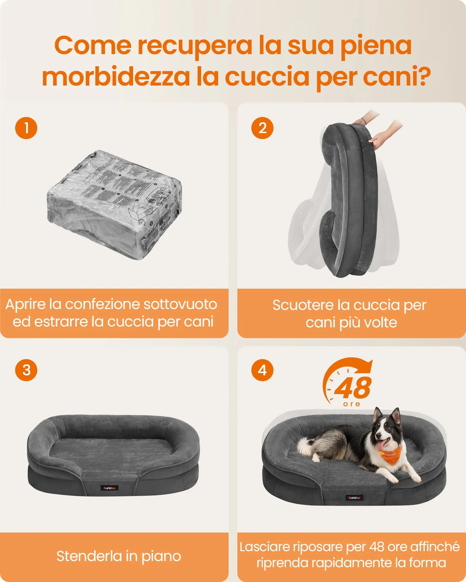 Feandrea Cuccia Ortopedica per Cani di Taglia Grande, 91 x 68 x 18 cm, Rivestimento Impermeabile, Grigio Ardesia PGW282GN01 - immagine 7