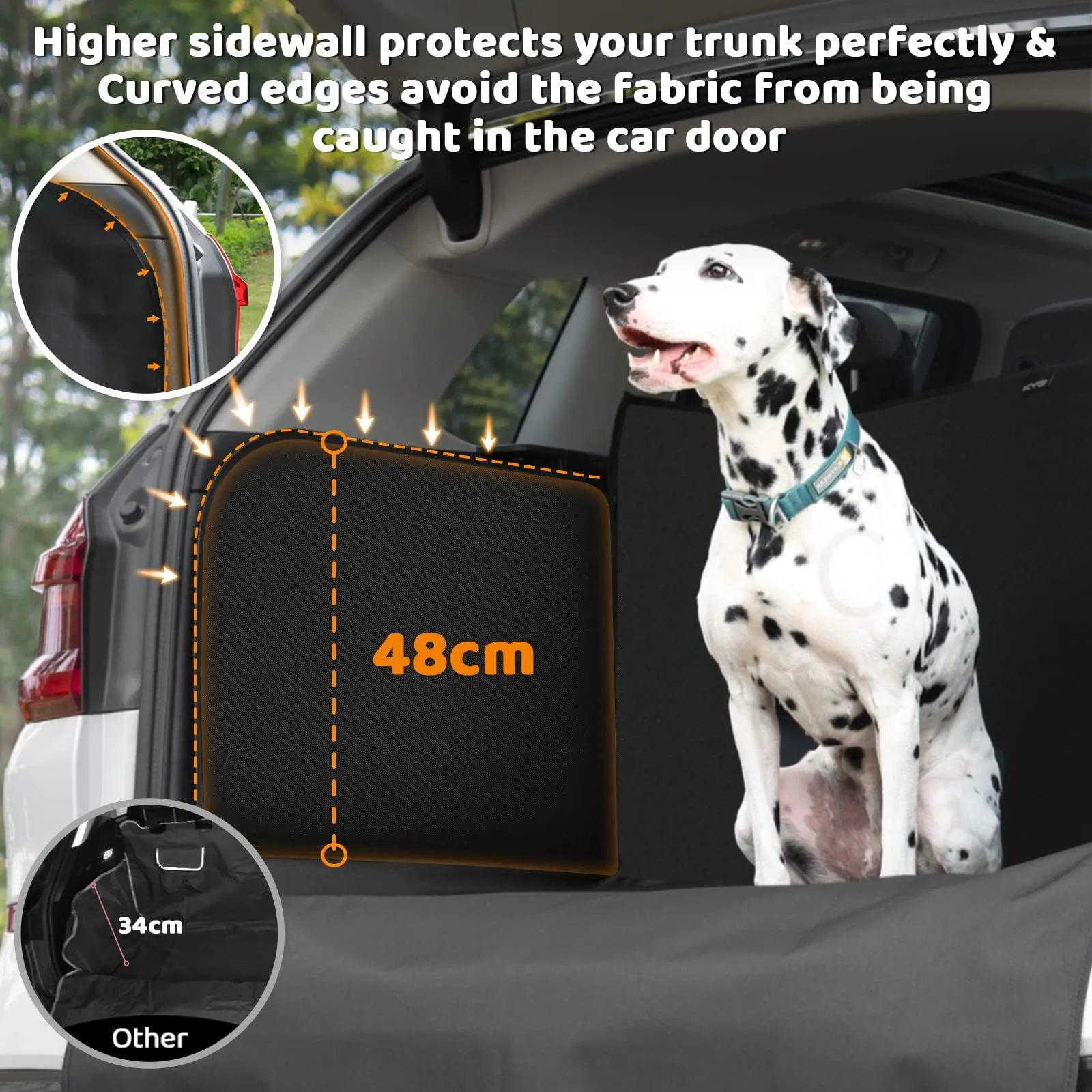 KYG Telo Auto per Cani Impermeabile per Bagagliaio Universale, 185 x 115 x 48 cm, Nero - immagine 3