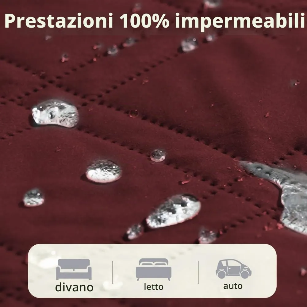 DUJUIKE Copridivano Impermeabile Antiscivolo per Animali Domestici e Bambini, 3 Posti (Rosso, 208 x 260 cm) - immagine 3