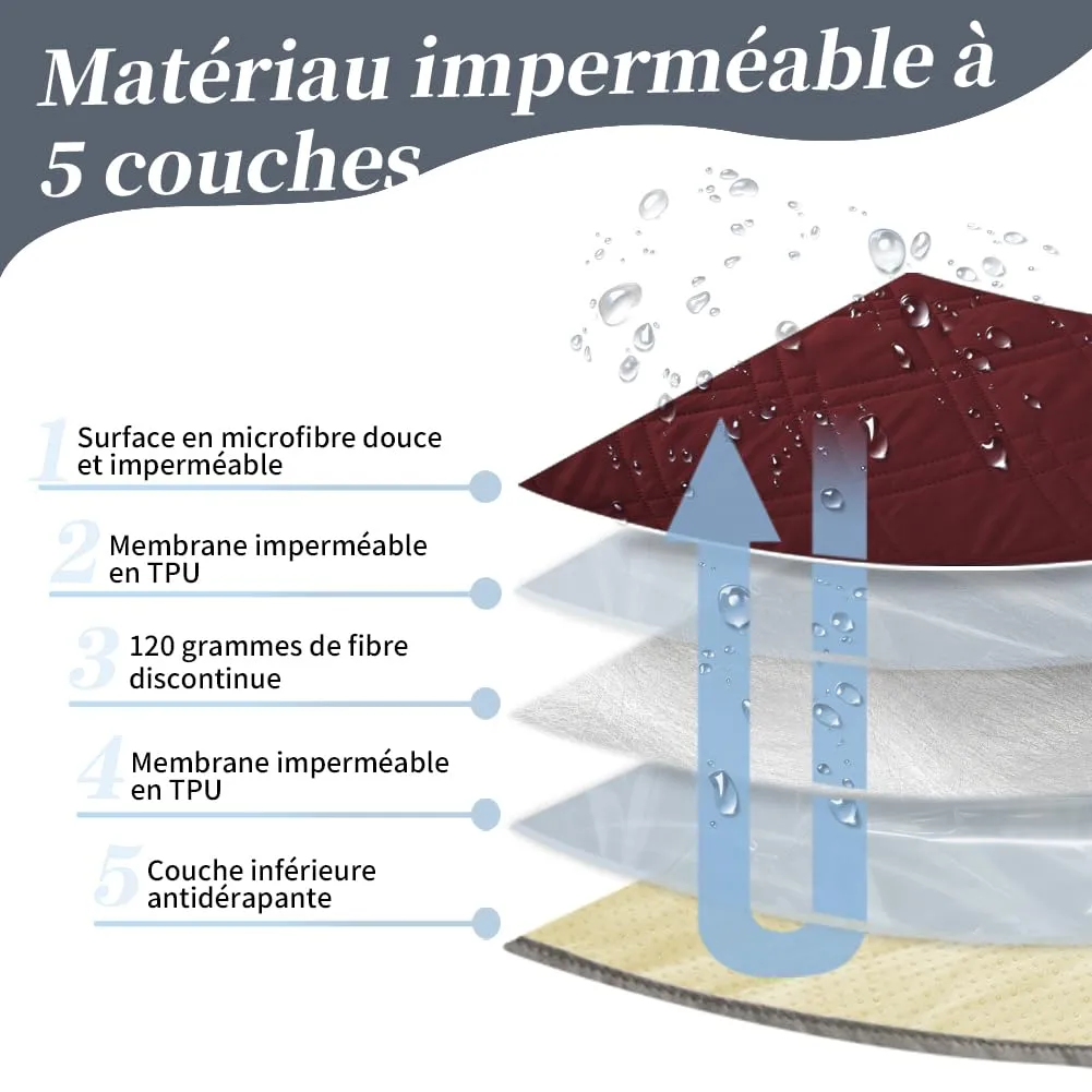 DUJUIKE Copridivano Impermeabile Antiscivolo per Animali Domestici e Bambini, 3 Posti (Rosso, 208 x 260 cm) - immagine 5