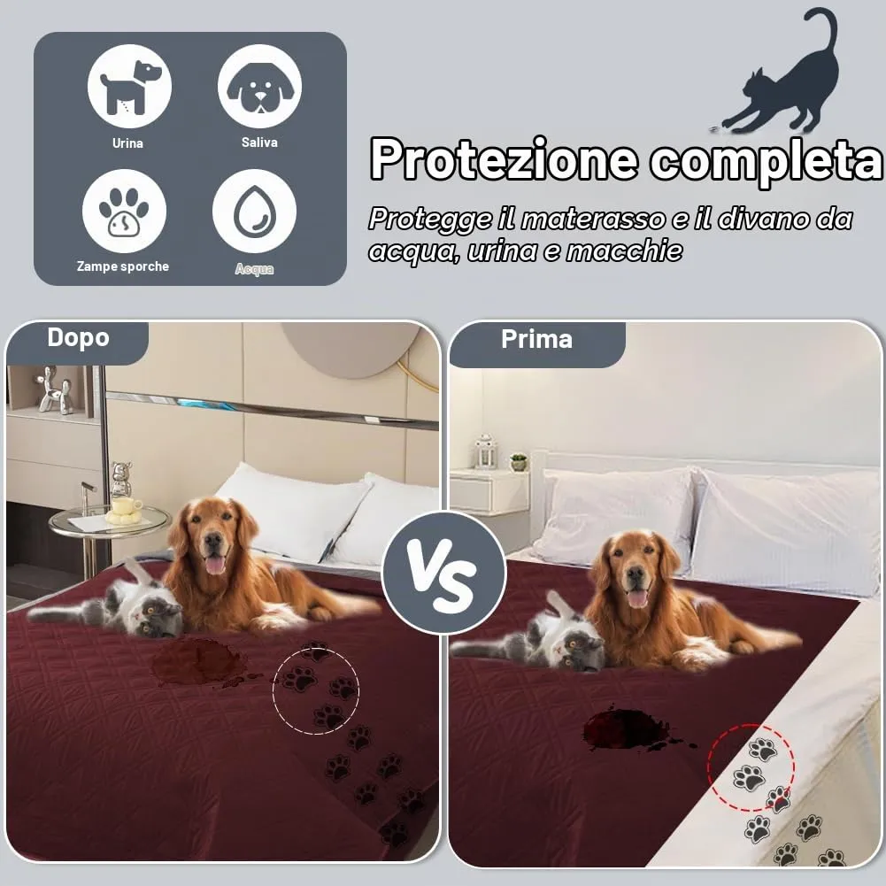 DUJUIKE Copridivano Impermeabile Antiscivolo per Animali Domestici e Bambini, 3 Posti (Rosso, 208 x 260 cm) - immagine 7