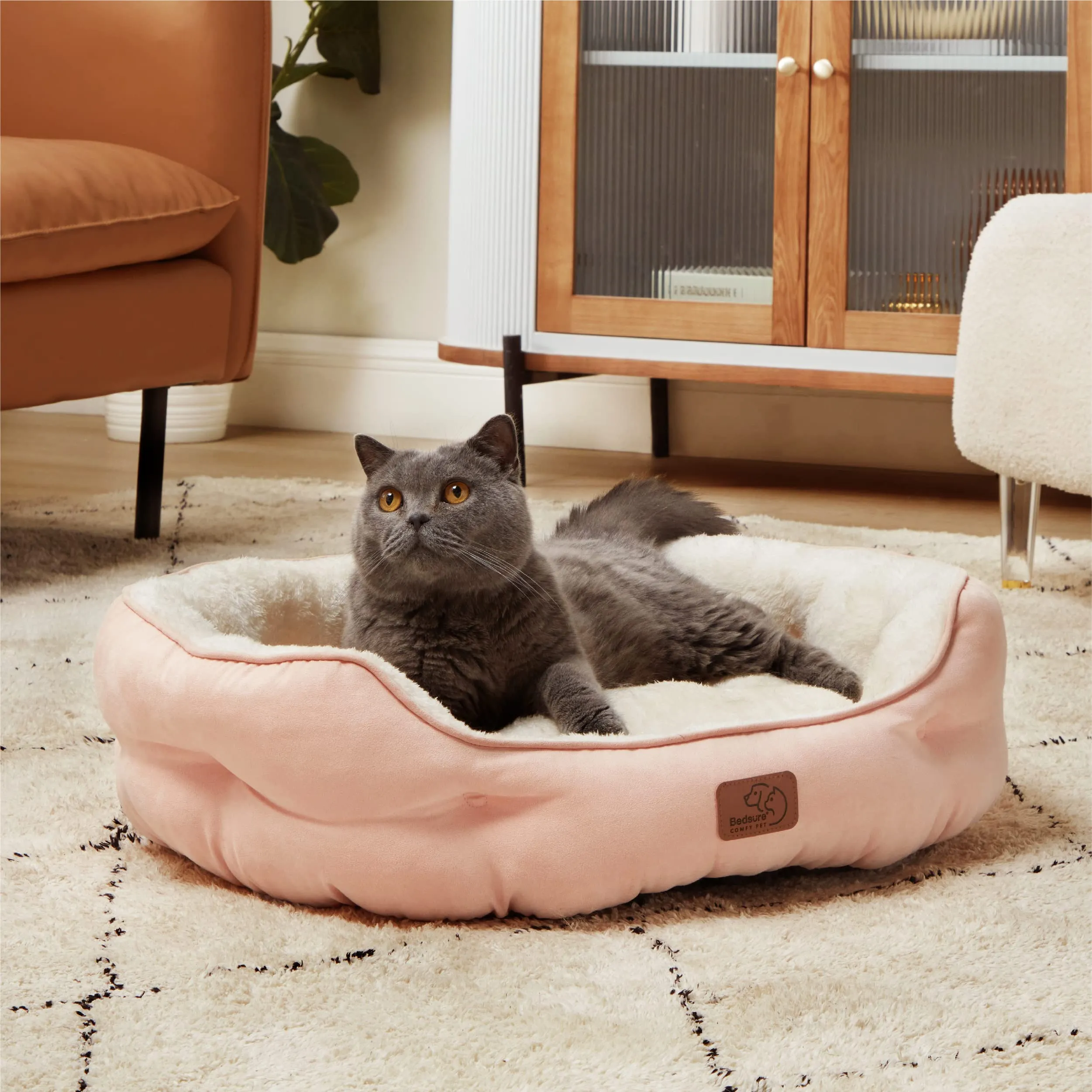 Bedsure Cuccia per Cani e Gatti, Lavabile, Fondo Antiscivolo, Rosa, 63 x 53 x 20 cm - immagine 8