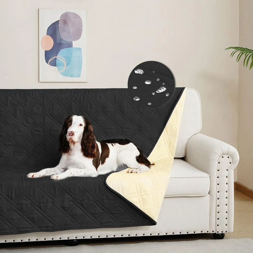 DUJUIKE Copridivano Impermeabile con Fondo Antiscivolo per Cani e Bambini, 3 Posti (Nero, 208 x 208 cm) - immagine 2