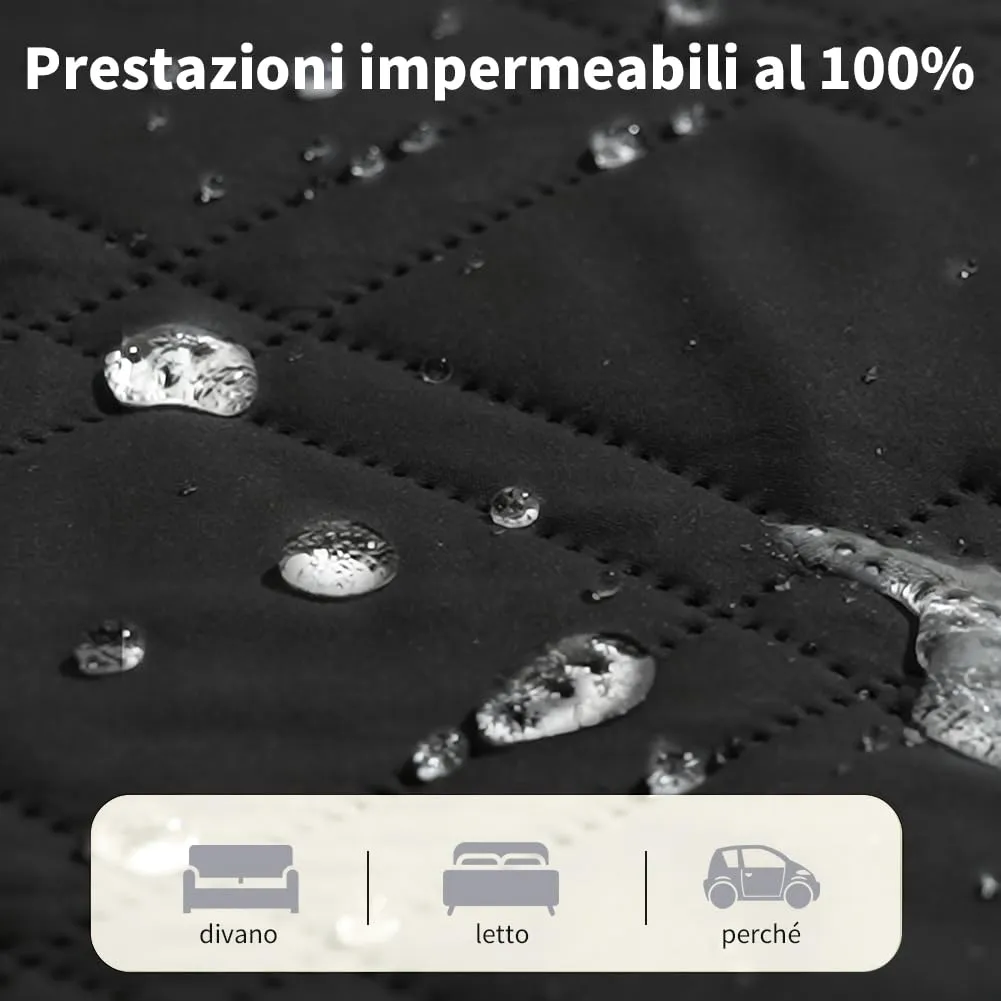 DUJUIKE Copridivano Impermeabile con Fondo Antiscivolo per Cani e Bambini, 3 Posti (Nero, 208 x 208 cm) - immagine 3