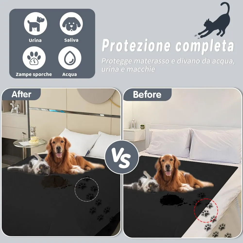 DUJUIKE Copridivano Impermeabile con Fondo Antiscivolo per Cani e Bambini, 3 Posti (Nero, 208 x 208 cm) - immagine 7