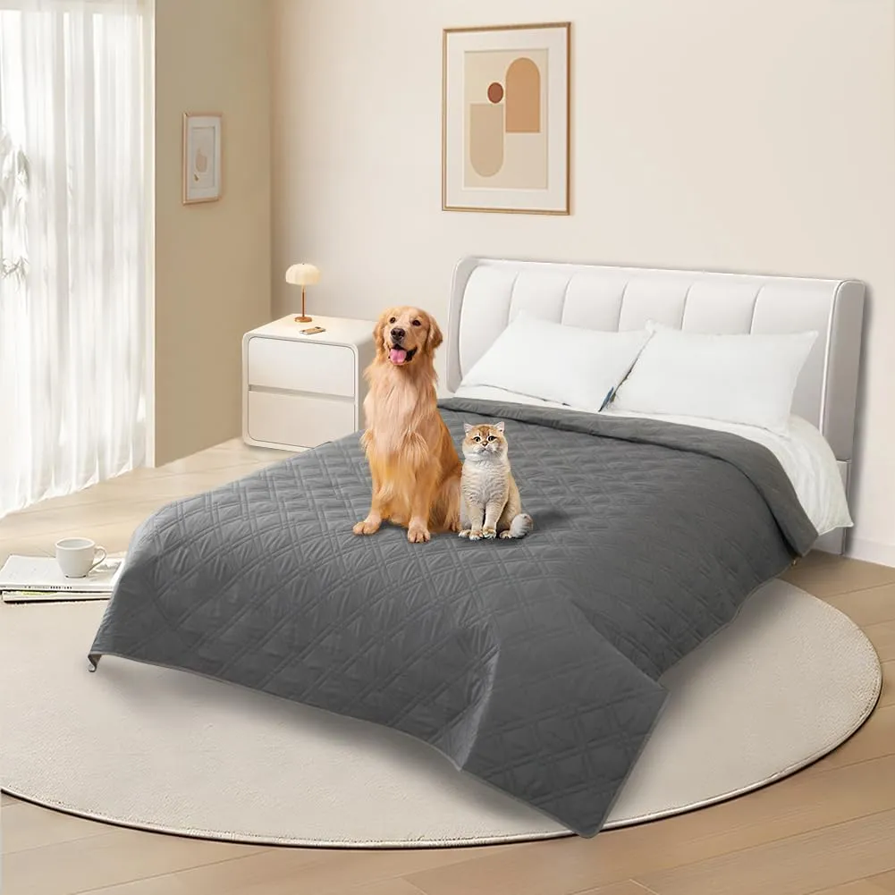 DUJUIKE Copridivano Impermeabile Antiscivolo per Cani e Bambini, 3 Posti (Grigio, 132 x 208 cm) - immagine 2