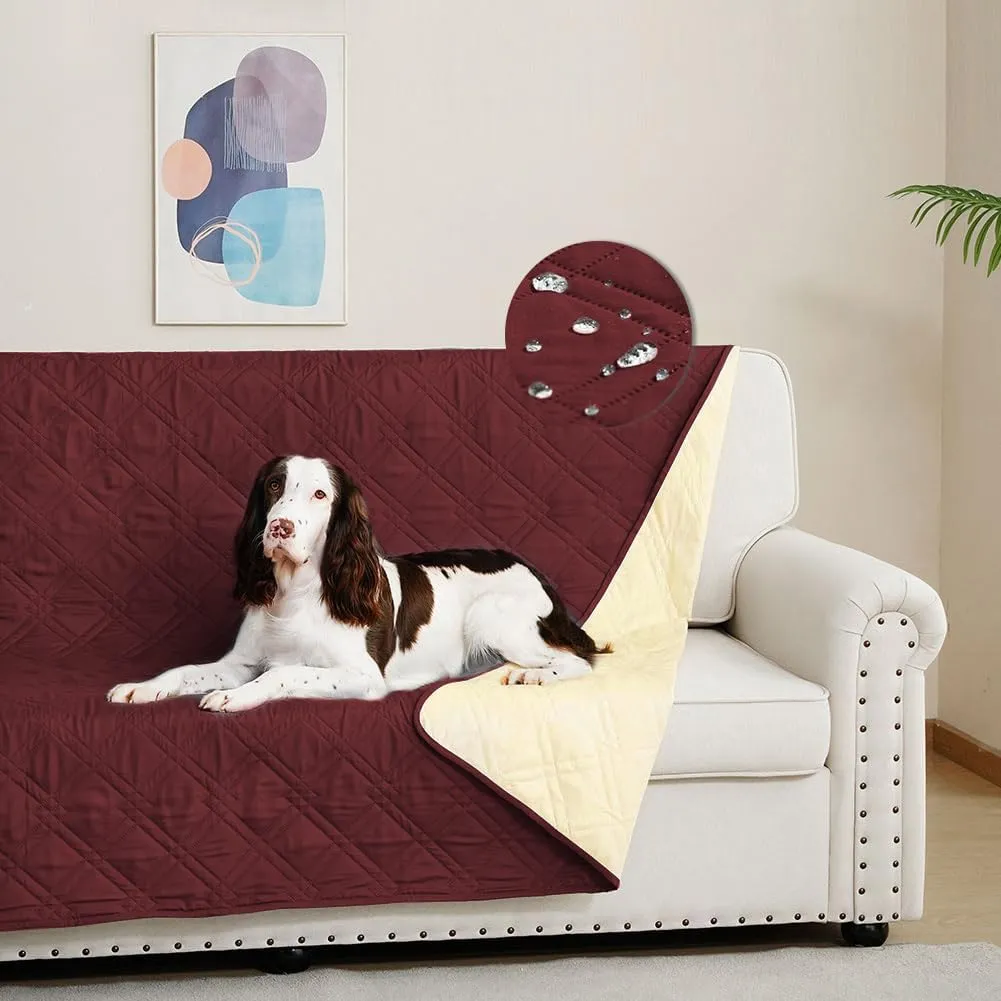 DUJUIKE Copridivano Impermeabile Antiscivolo per Cani e Bambini, 3 Posti (Rosso, 173 x 208 cm) - immagine 1