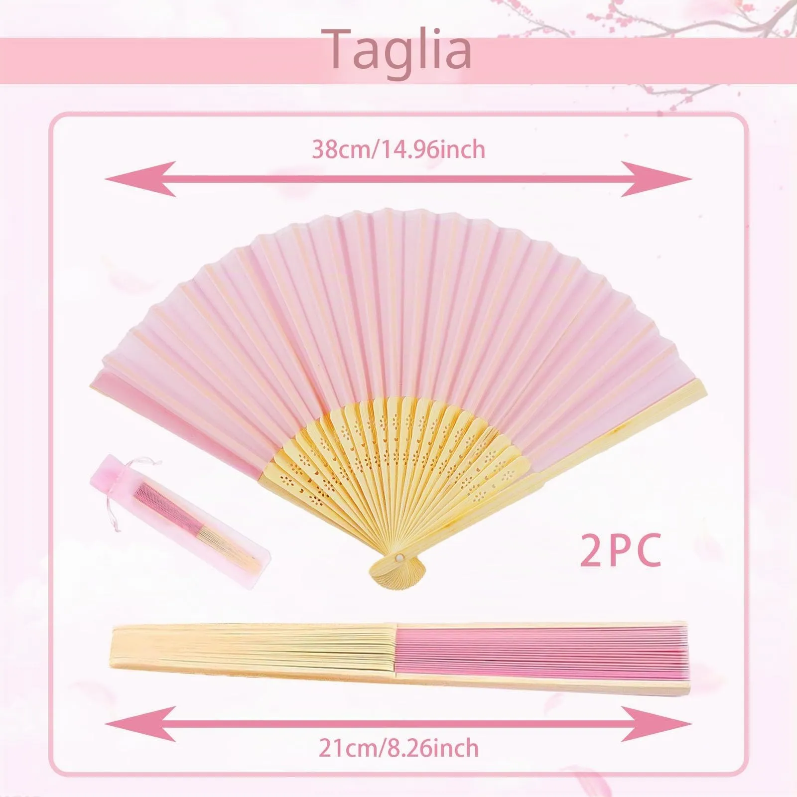 Ourdort Ventagli Arcobaleno Pieghevoli, 4 Pezzi (Rosa) - immagine 2