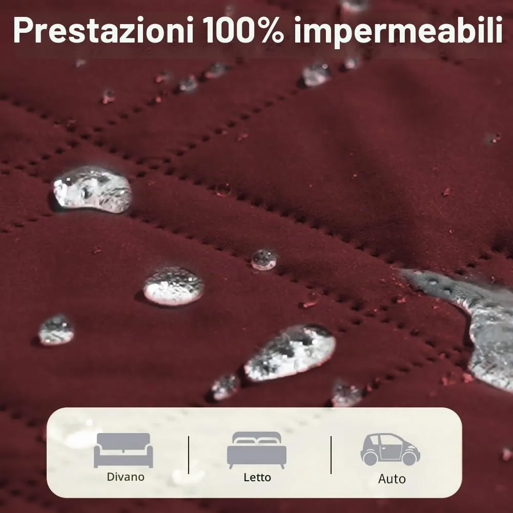 DUJUIKE Copridivano Impermeabile Antiscivolo per Animali Domestici e Bambini, 3 Posti (Rosso, 208 x 208 cm) - immagine 3