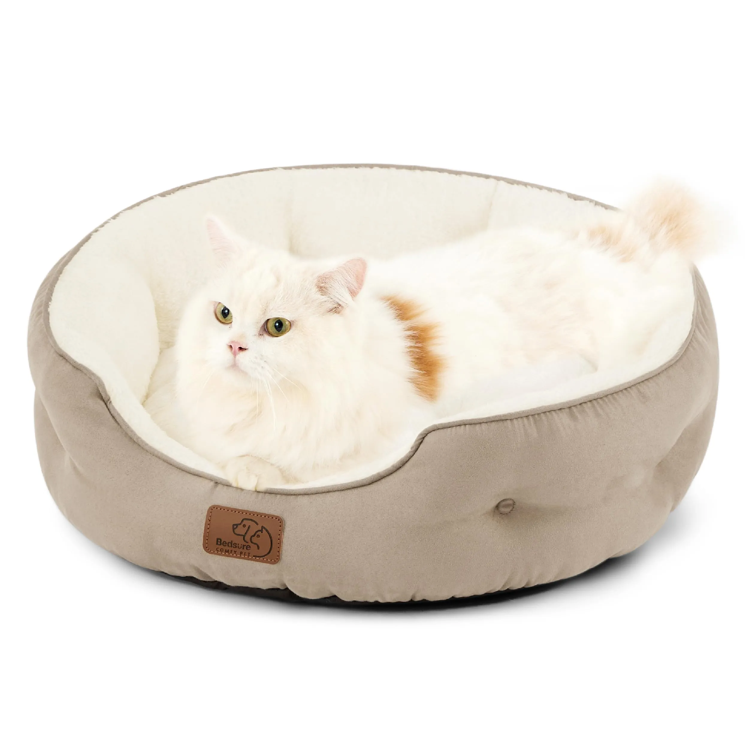 Bedsure Letto per Cani Piccoli e Gatti, Fondo Antiscivolo, Cammello, 51 x 48 x 15cm - immagine 1