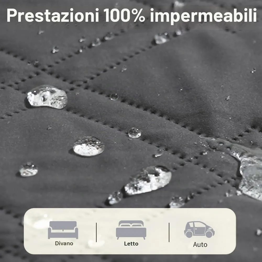 DUJUIKE Copridivano Impermeabile Antiscivolo per Cani e Bambini, 3 Posti (Grigio, 208 x 260 cm) - immagine 3