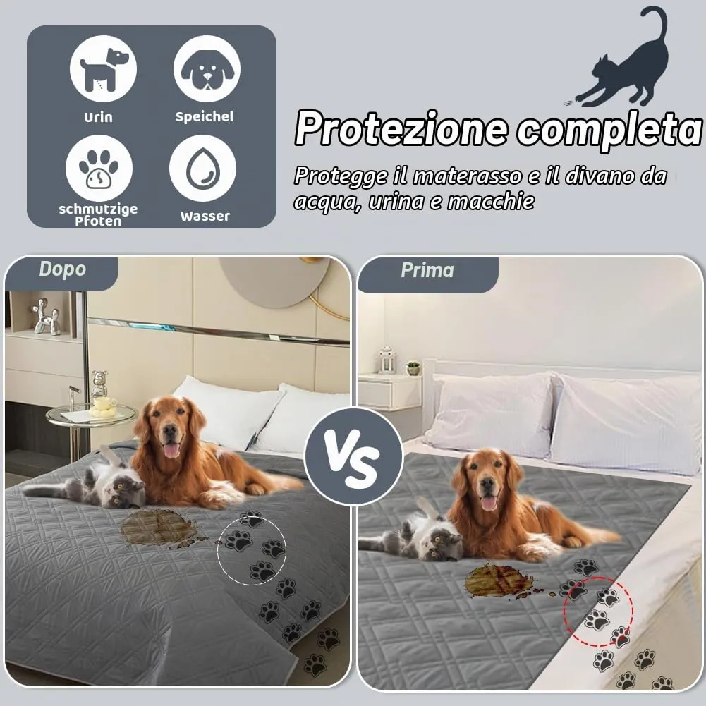 DUJUIKE Copridivano Impermeabile Antiscivolo per Cani e Bambini, 3 Posti (Grigio, 208 x 260 cm) - immagine 7