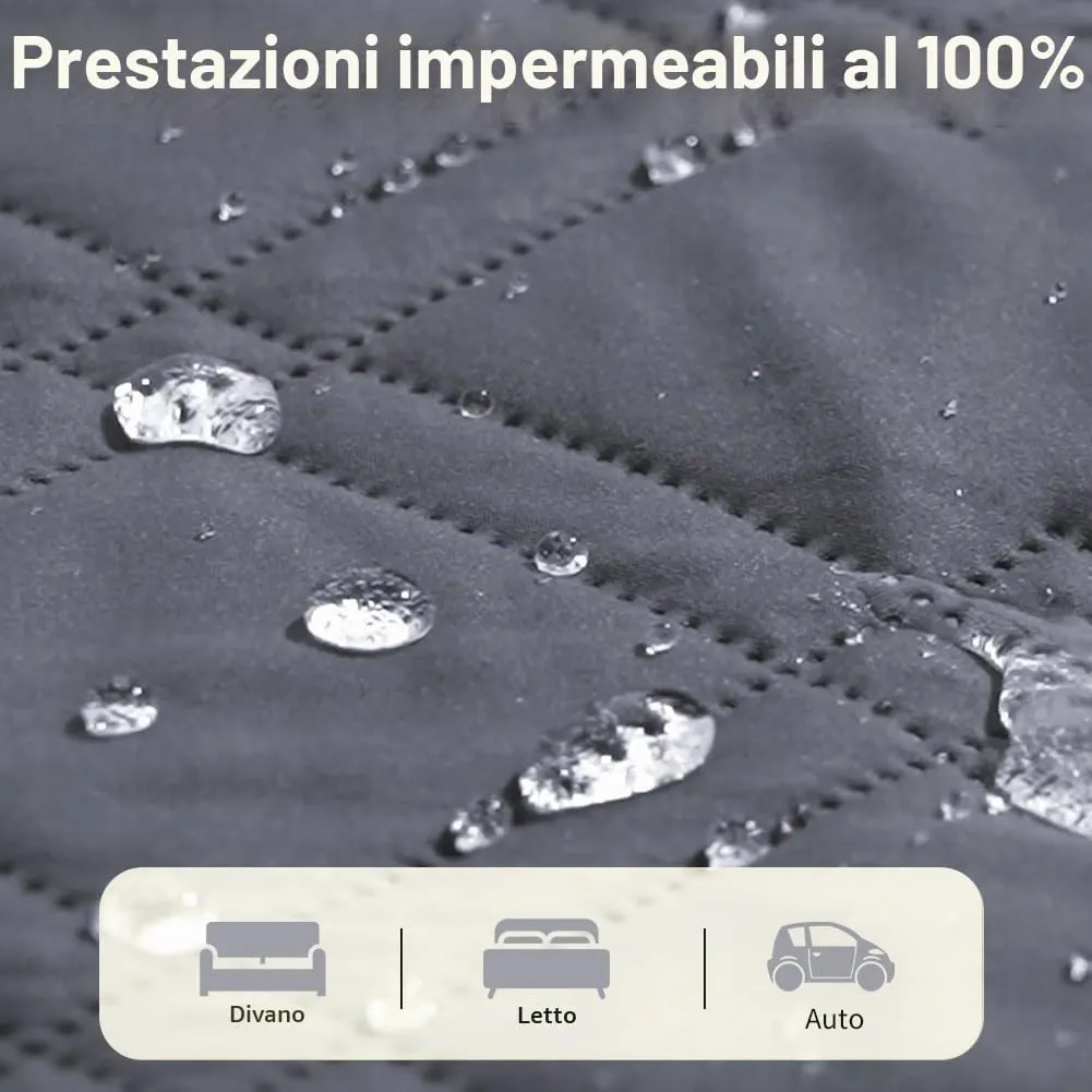 DUJUIKE Copridivano Impermeabile Antiscivolo per Cani e Bambini, 3 Posti (Grigio-blu, 208 x 260 cm) - immagine 3