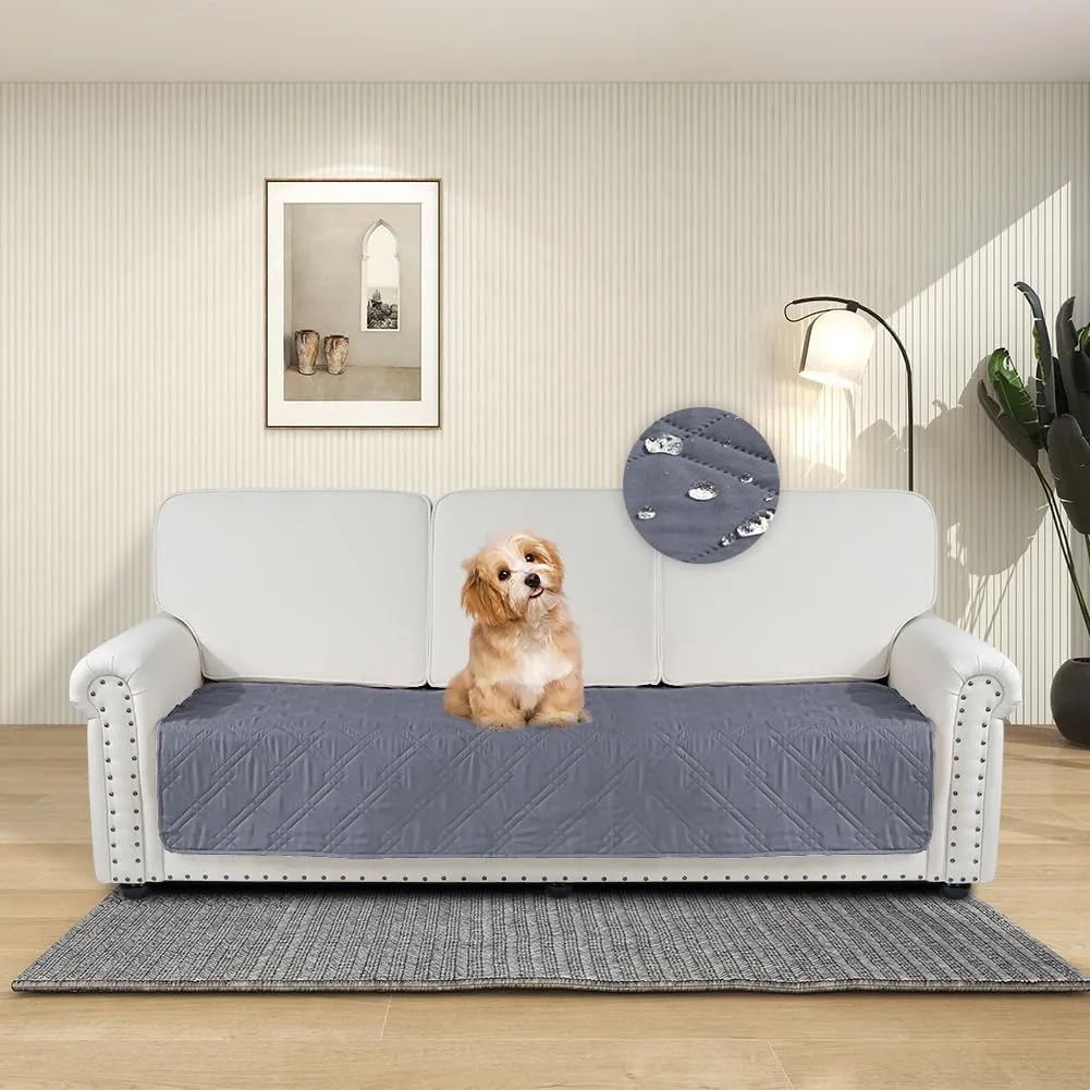 DUJUIKE Copridivano Impermeabile con Fondo Antiscivolo per Animali Domestici e Bambini, 3 Posti (Grigio-blu, 76 x 180 cm) - immagine 1