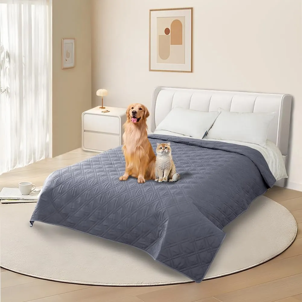 DUJUIKE Copridivano Impermeabile Antiscivolo per Animali Domestici e Bambini, 3 Posti (Grigio-blu, 173 x 208 cm) - immagine 2