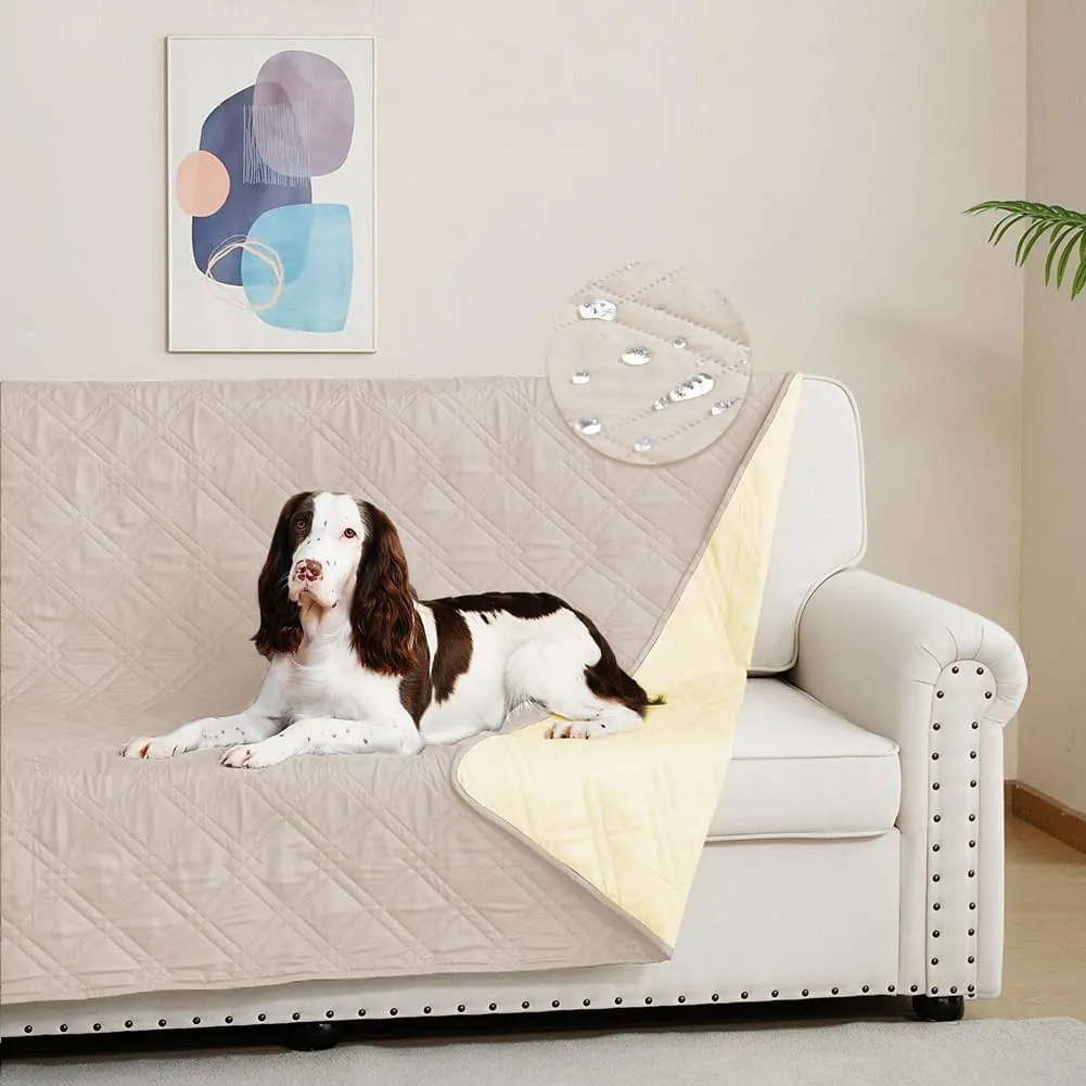 DUJUIKE Copridivano Impermeabile Antiscivolo per Cani e Bambini, 208 x 208 cm, Crema - immagine 2