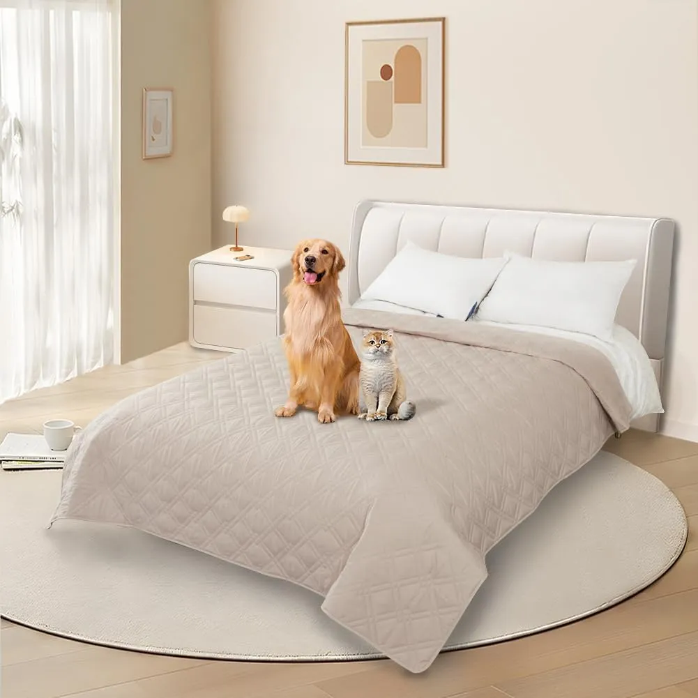 DUJUIKE Copridivano Impermeabile con Fondo Antiscivolo per 3 Posti, Crema, 173 x 208 cm - immagine 2