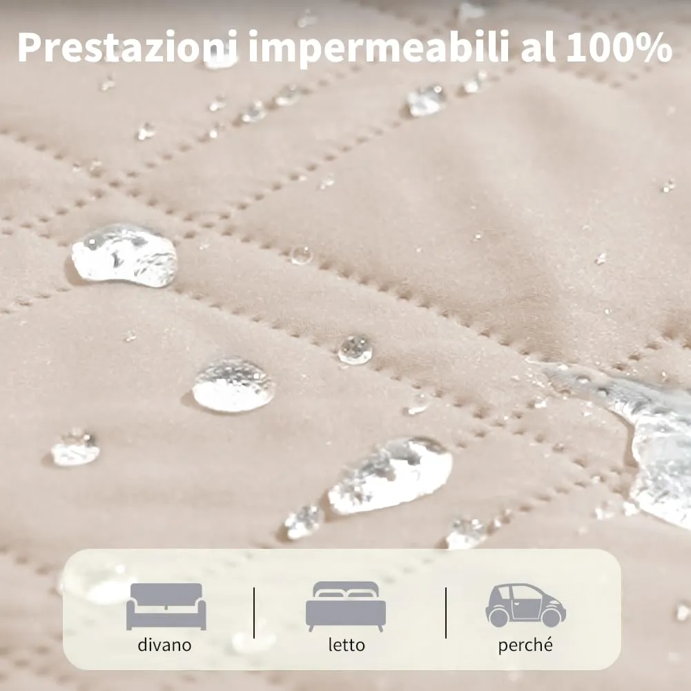 DUJUIKE Copridivano Impermeabile Antiscivolo per Cani e Bambini, 3 Posti (Crema, 132 x 208 cm) - immagine 3