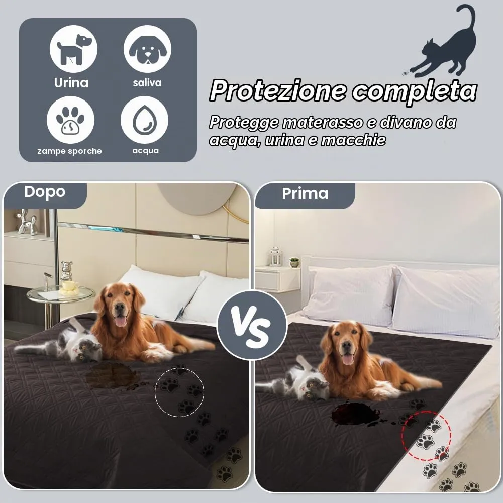 DUJUIKE Copridivano Impermeabile Antiscivolo per Animali Domestici e Bambini, 3 Posti (Caffè, 76 x 180 cm) - immagine 7