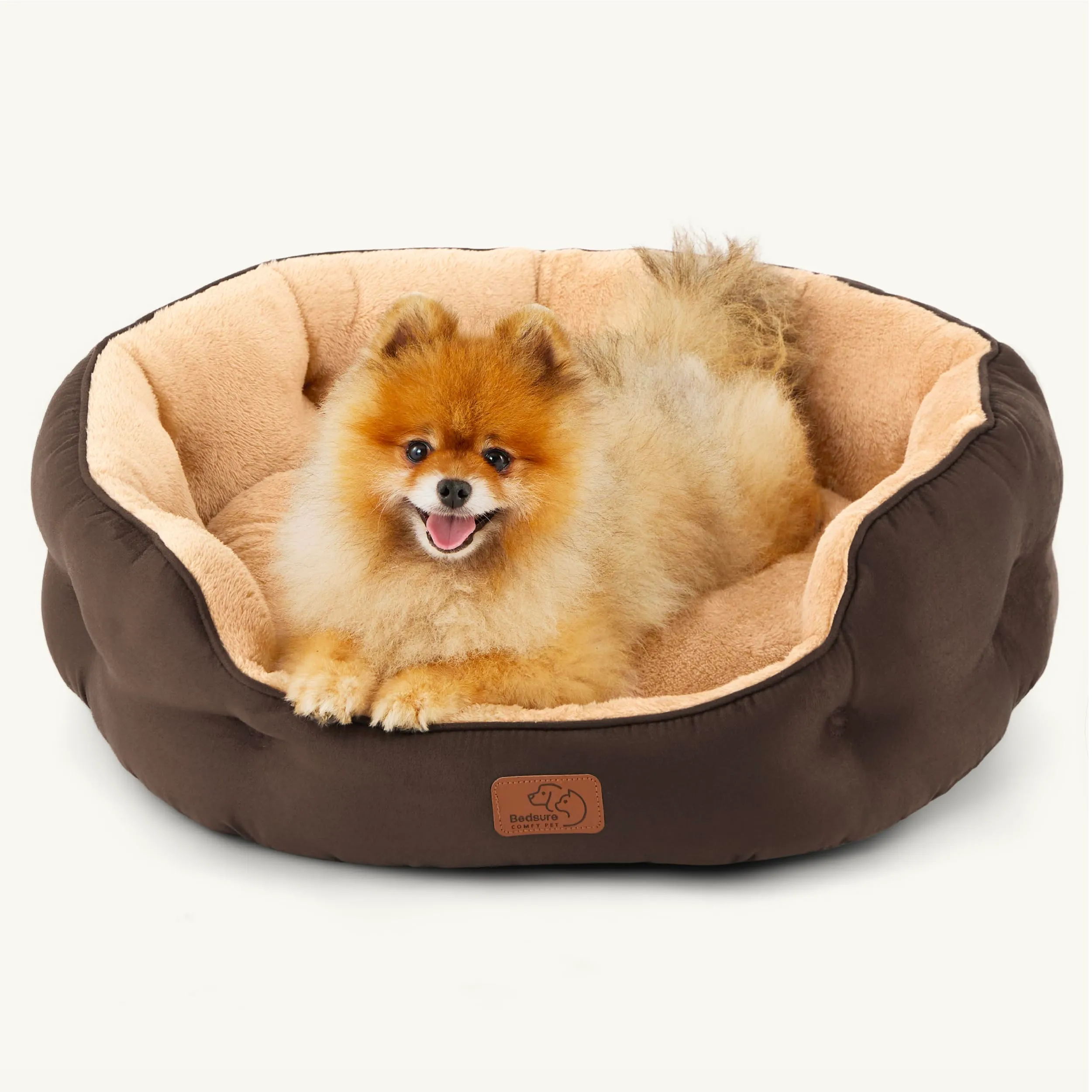 Bedsure Letto per Cani e Gatti, Rotondo con Fondo Antiscivolo, Marrone - immagine 1
