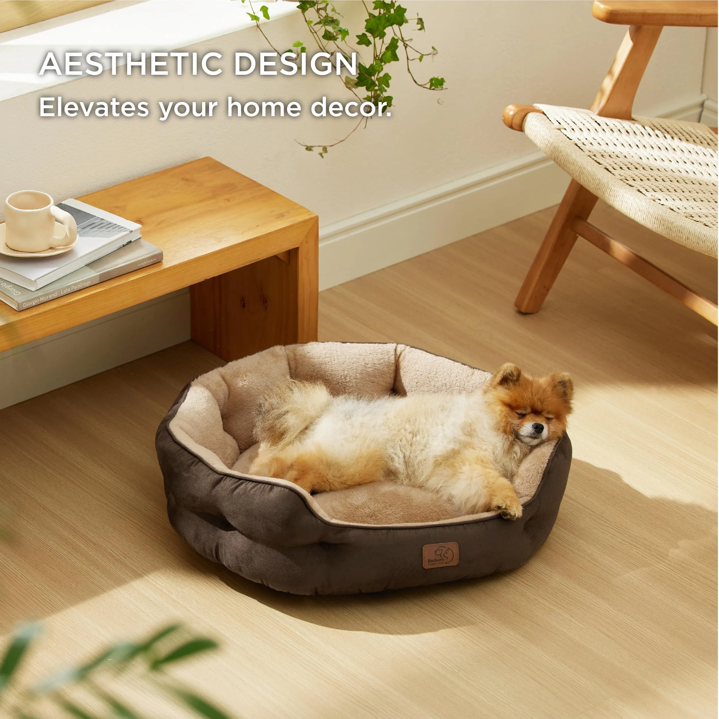 Bedsure Letto per Cani e Gatti, Rotondo con Fondo Antiscivolo, Marrone - immagine 5