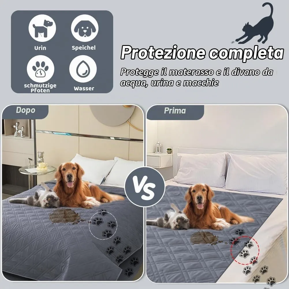 DUJUIKE Copridivano Impermeabile Antiscivolo per Animali Domestici e Bambini, 3 Posti (Grigio-blu, 132 x 208 cm) - immagine 7