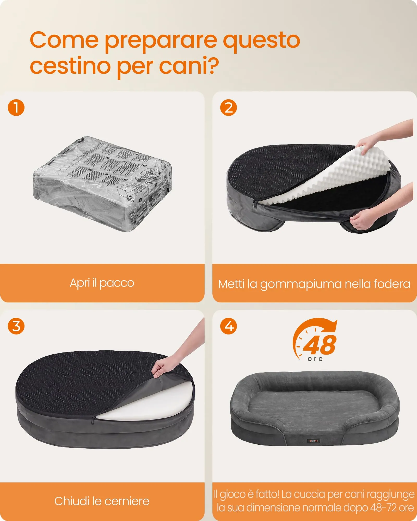 Feandrea Cuccia Ortopedica per Cani di Taglia Grande, 122 x 85 x 18 cm - immagine 7