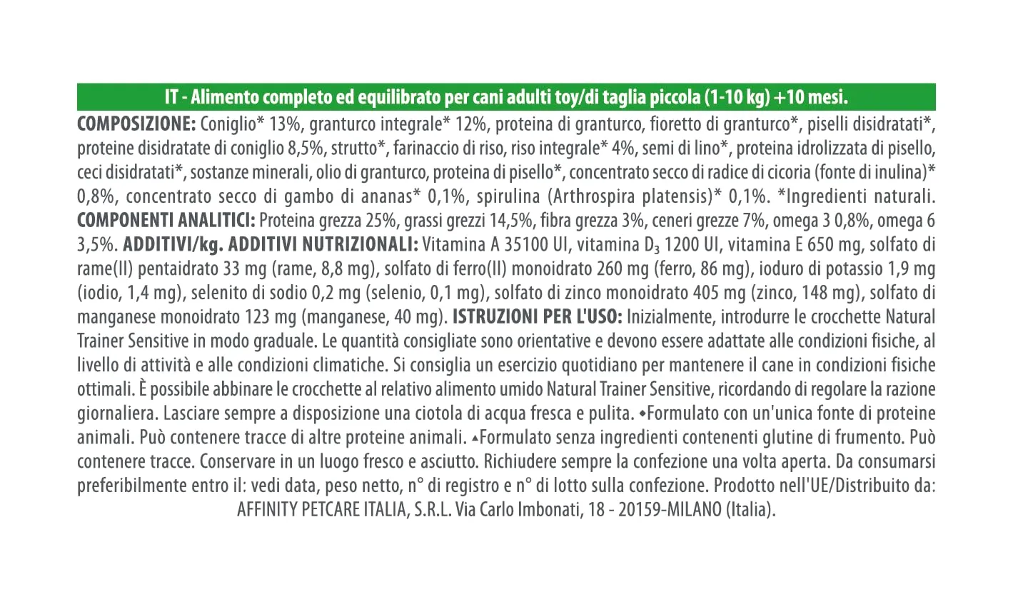 Trainer Natural Sensitive No Gluten Cibo per Cani Adulti Small & Toy con Coniglio e Cereali Integrali - 2kg - immagine 4