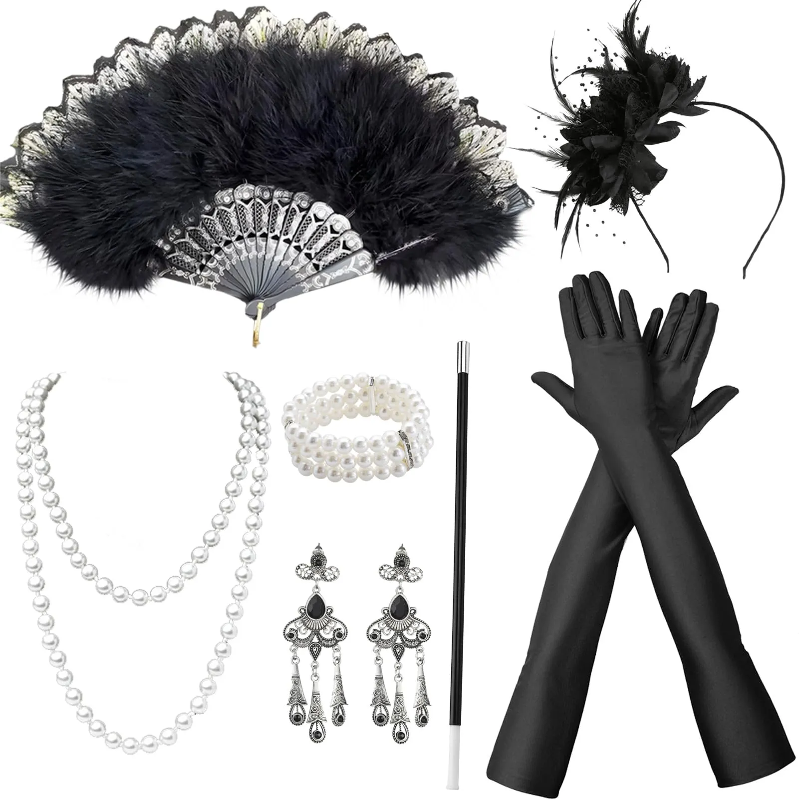 Ourdort Set 7 Accessori Anni '20 Donna per Carnevale - immagine 1