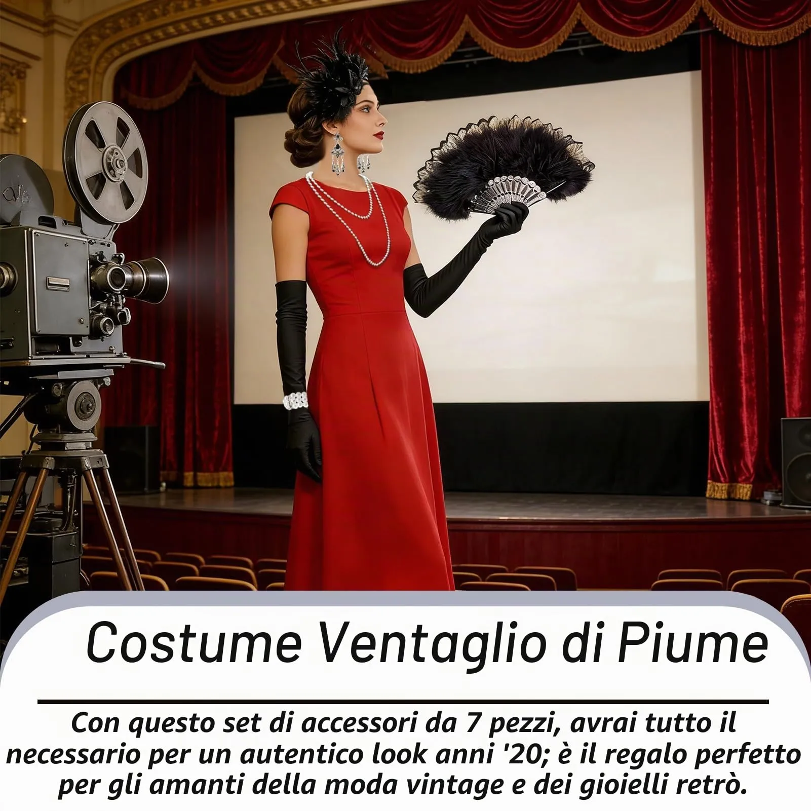 Ourdort Set 7 Accessori Anni '20 Donna per Carnevale - immagine 6