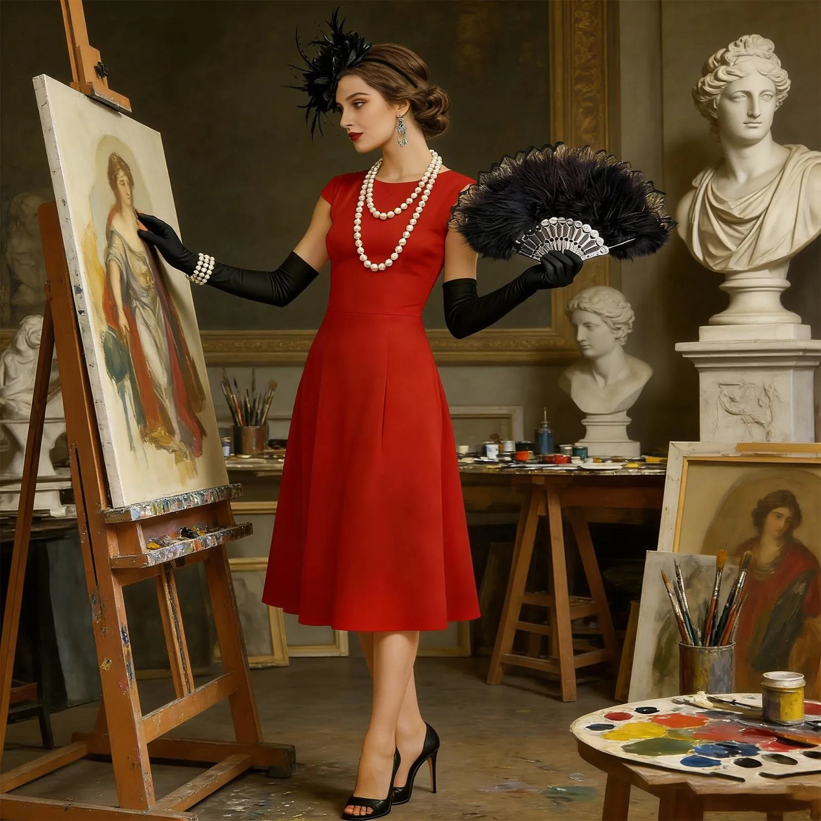 Ourdort Set 7 Accessori Anni '20 Donna per Carnevale - immagine 7