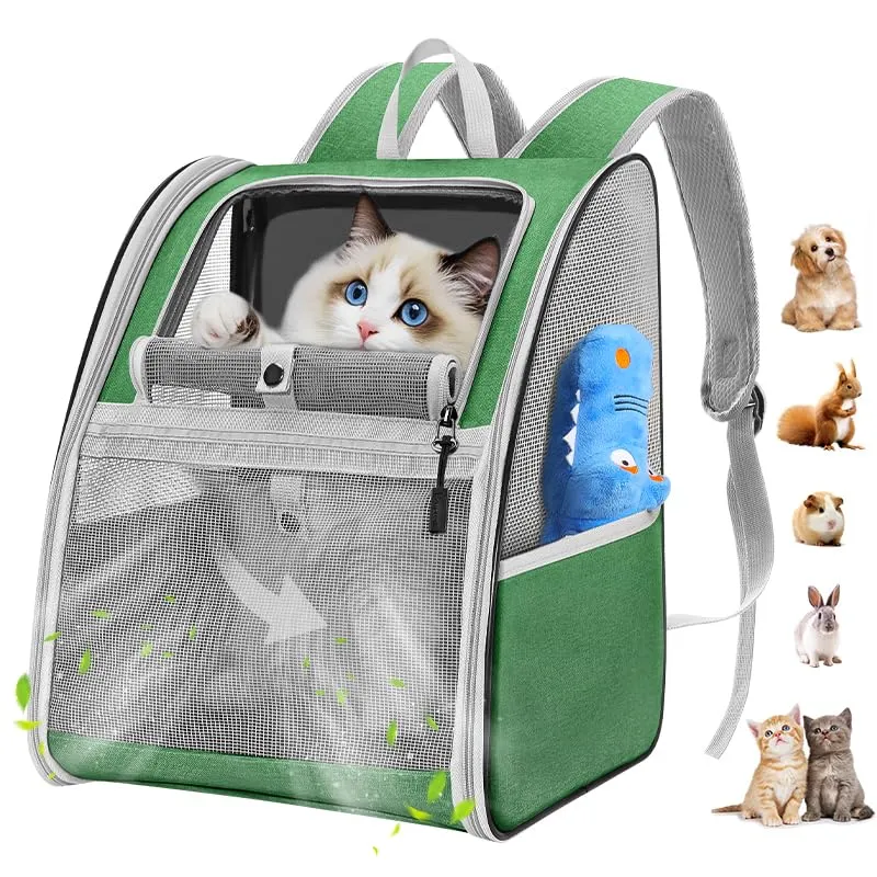 Pawaboo Zaino per Cani e Gatti, fino a 10 kg, Traspirante, Verde Scuro - immagine 1