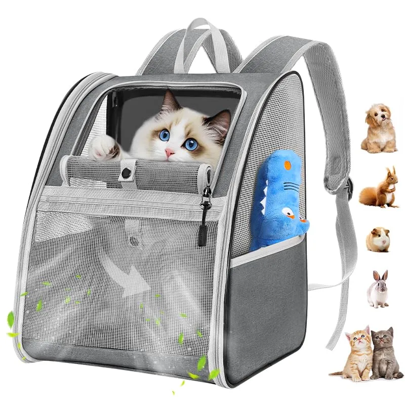 Pawaboo Zaino per Cani e Gatti, fino a 10 kg, Traspirante, Grigio Scuro - immagine 1