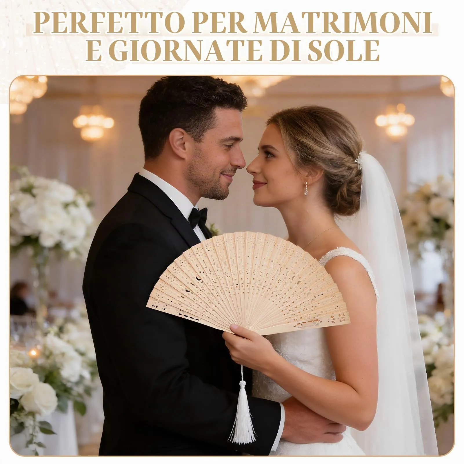Ourdort Ventaglio in Legno e Bamboo Pieghevole, 2 Pezzi - immagine 6