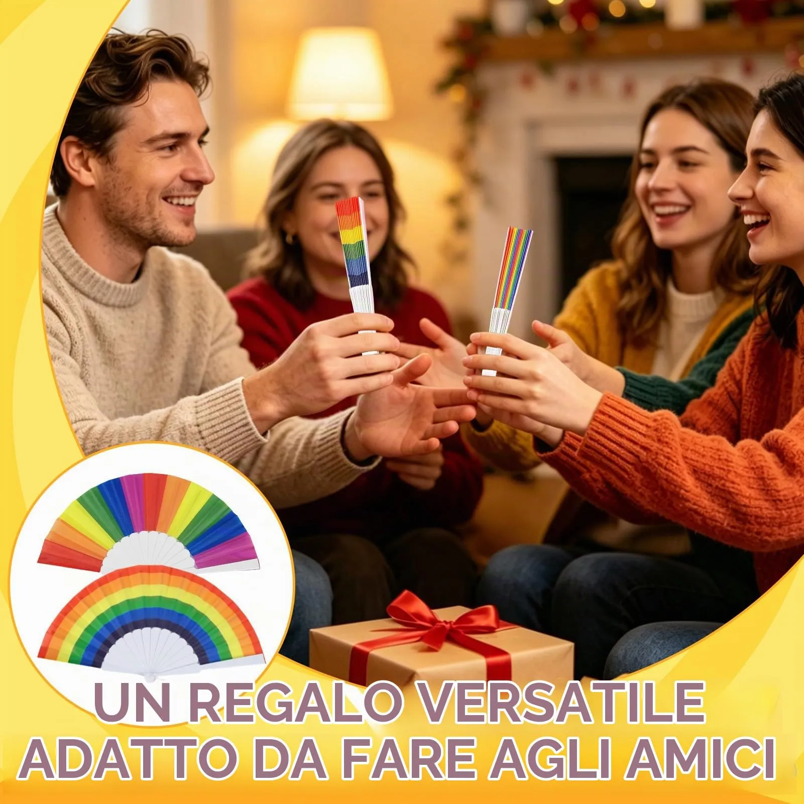 Ourdort Ventagli Arcobaleno, Ventaglio a Mano Pieghevole, 2 Pezzi - immagine 7
