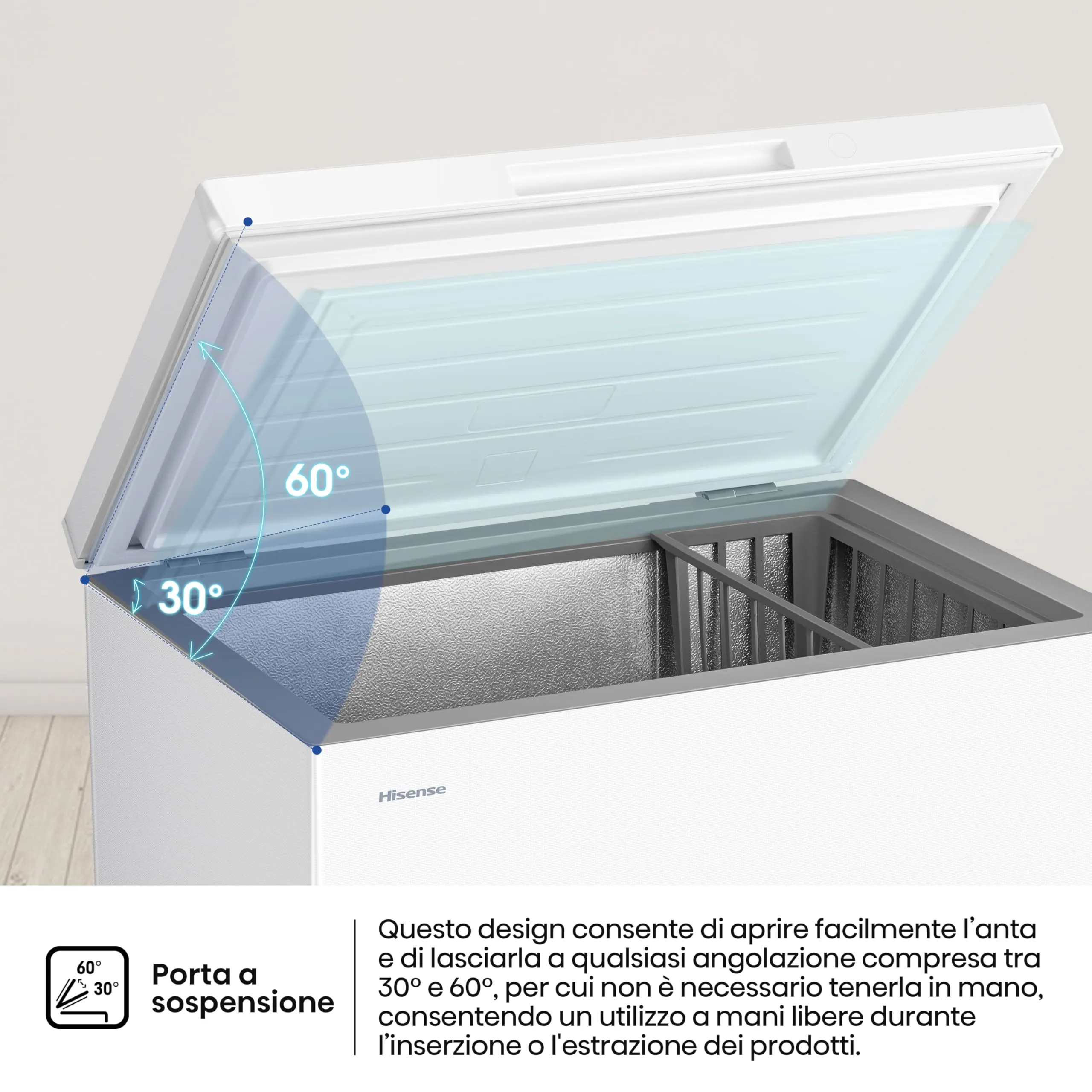 Hisense HCF200E Congelatore 198 litri, Display LED, 40 dB, Classe E, Bianco - immagine 8