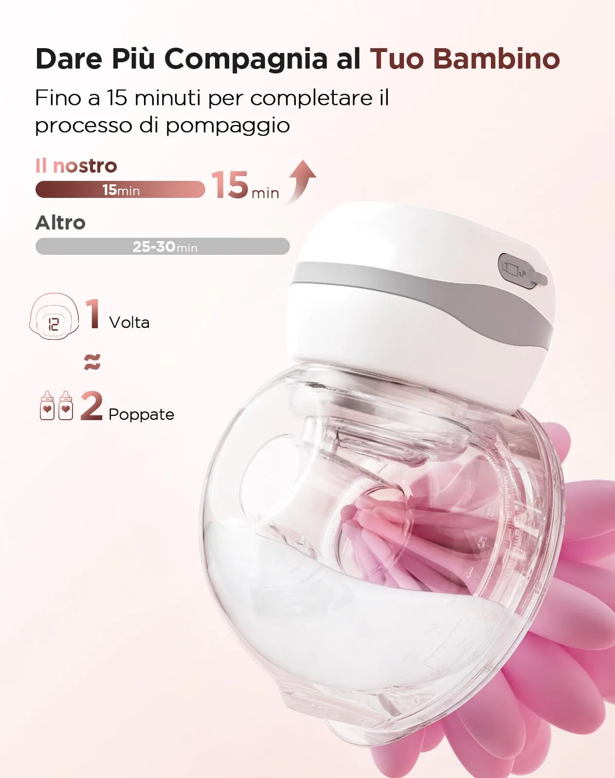 Haokoo Tiralatte Elettrico Indossabile Senza Mani, 201g, 2 Pezzi - immagine 2