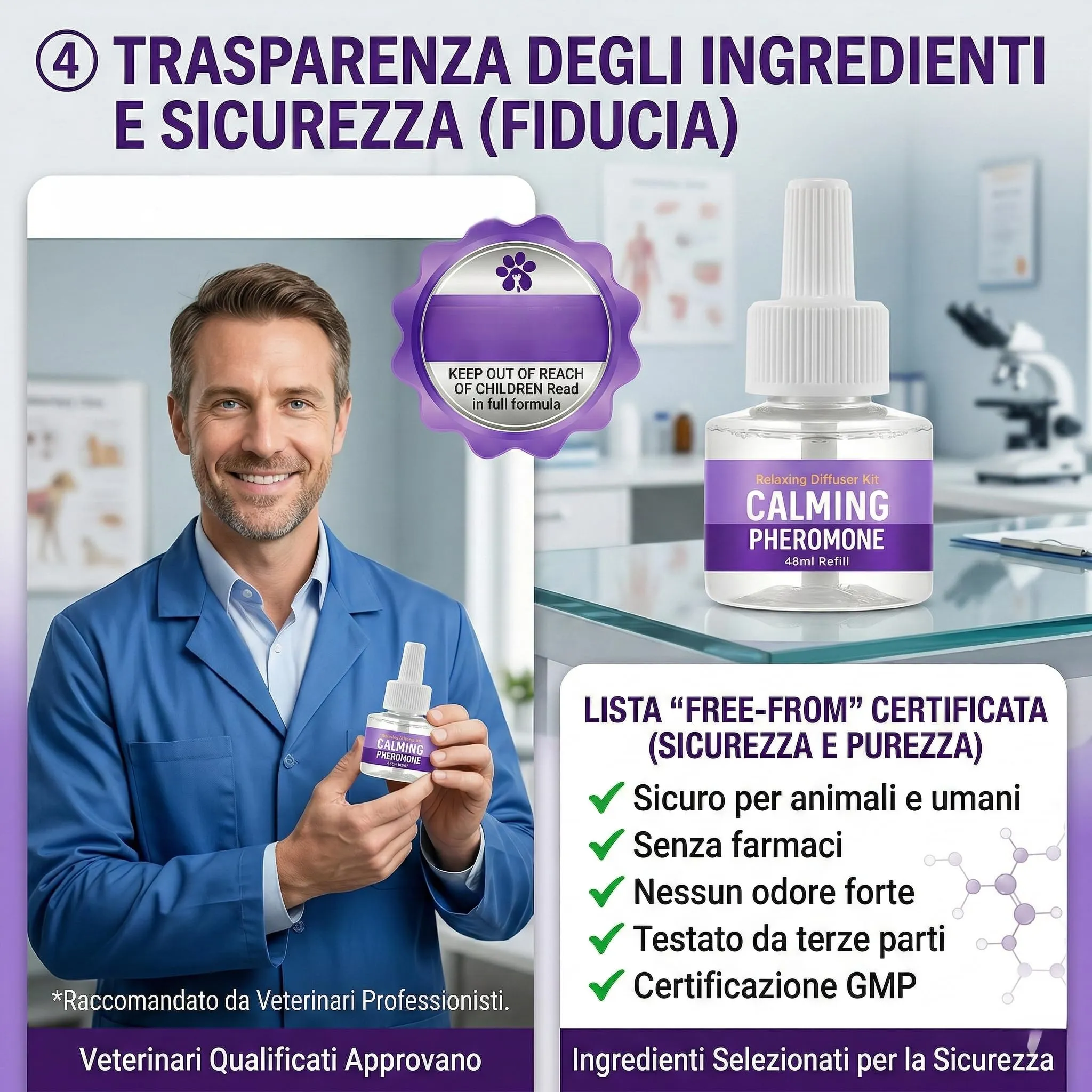 ELEMPURE Ricarica Diffusore di Feromoni Calmanti per Animali Domestici, 3 x 48 ml - immagine 4