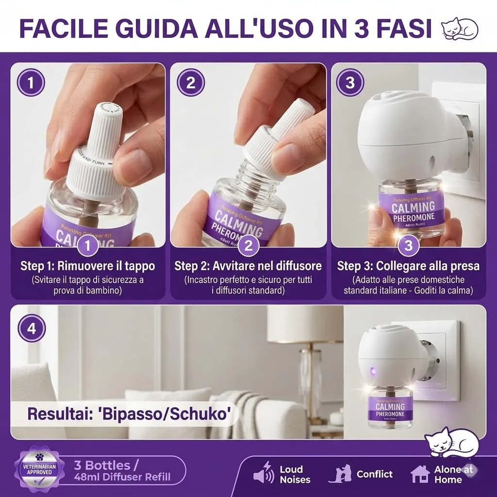 ELEMPURE Ricarica Diffusore di Feromoni Calmanti per Animali Domestici, 3 x 48 ml - immagine 6