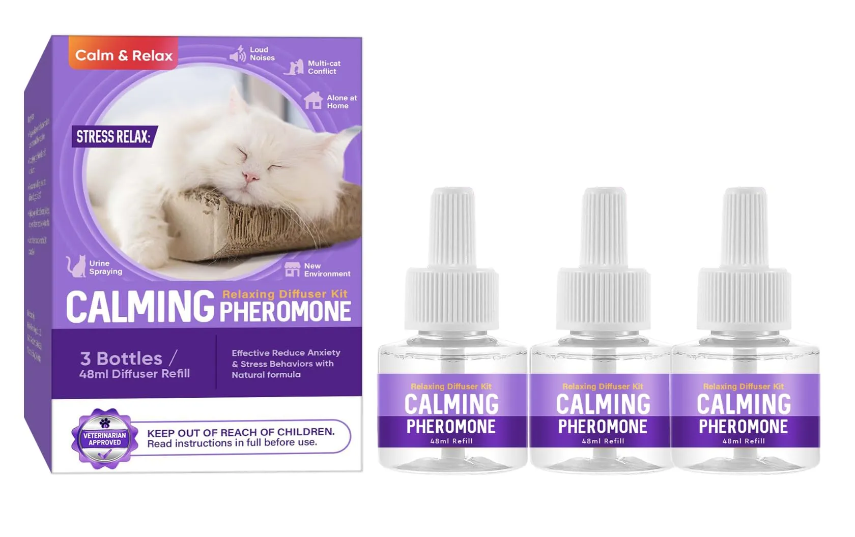ELEMPURE Ricarica Diffusore di Feromoni Calmanti per Animali Domestici, 3 x 48 ml - immagine 8