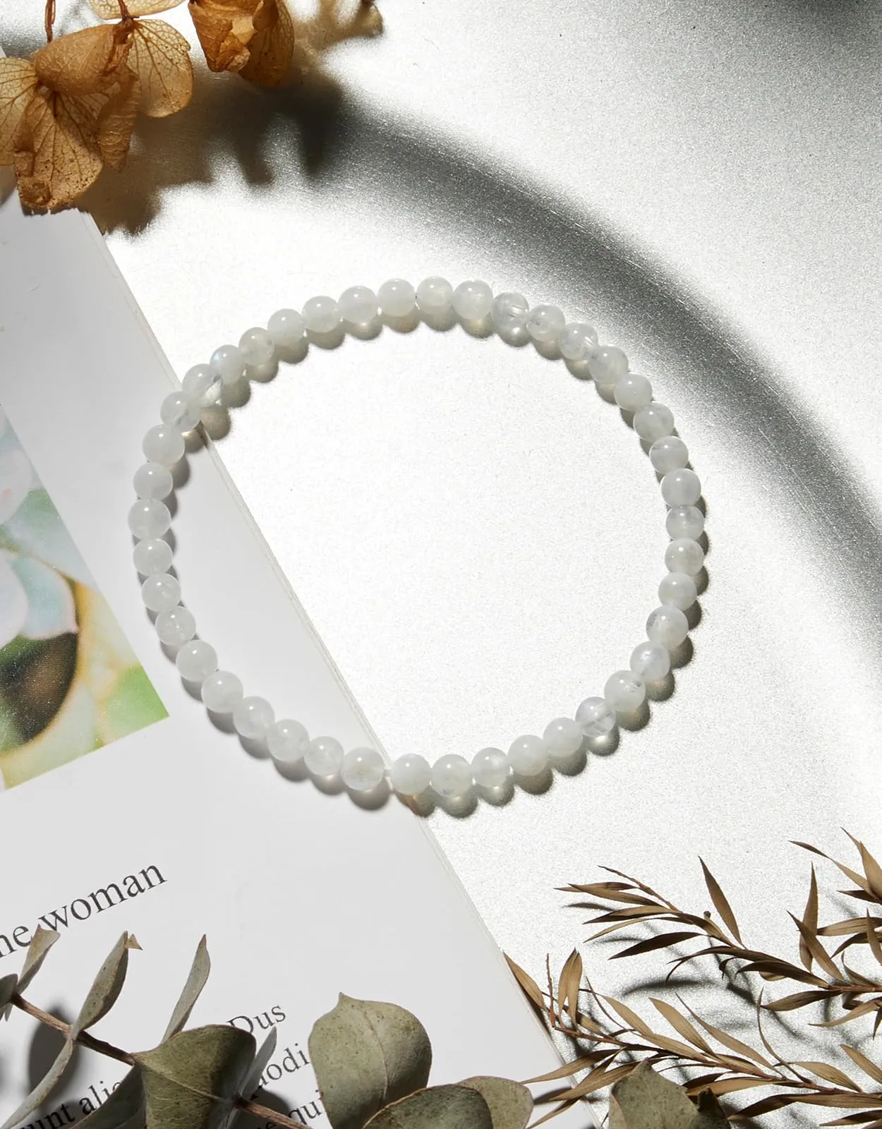 Landorilo Bracciale in Pietra di Luna 4 mm, 18-19 cm - immagine 3