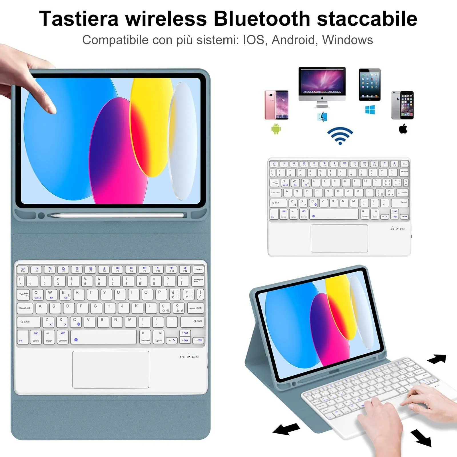 Tastiera per iPad A16 11 Generazione 11" 2025/10 Generazione 2022 10.9" - immagine 3