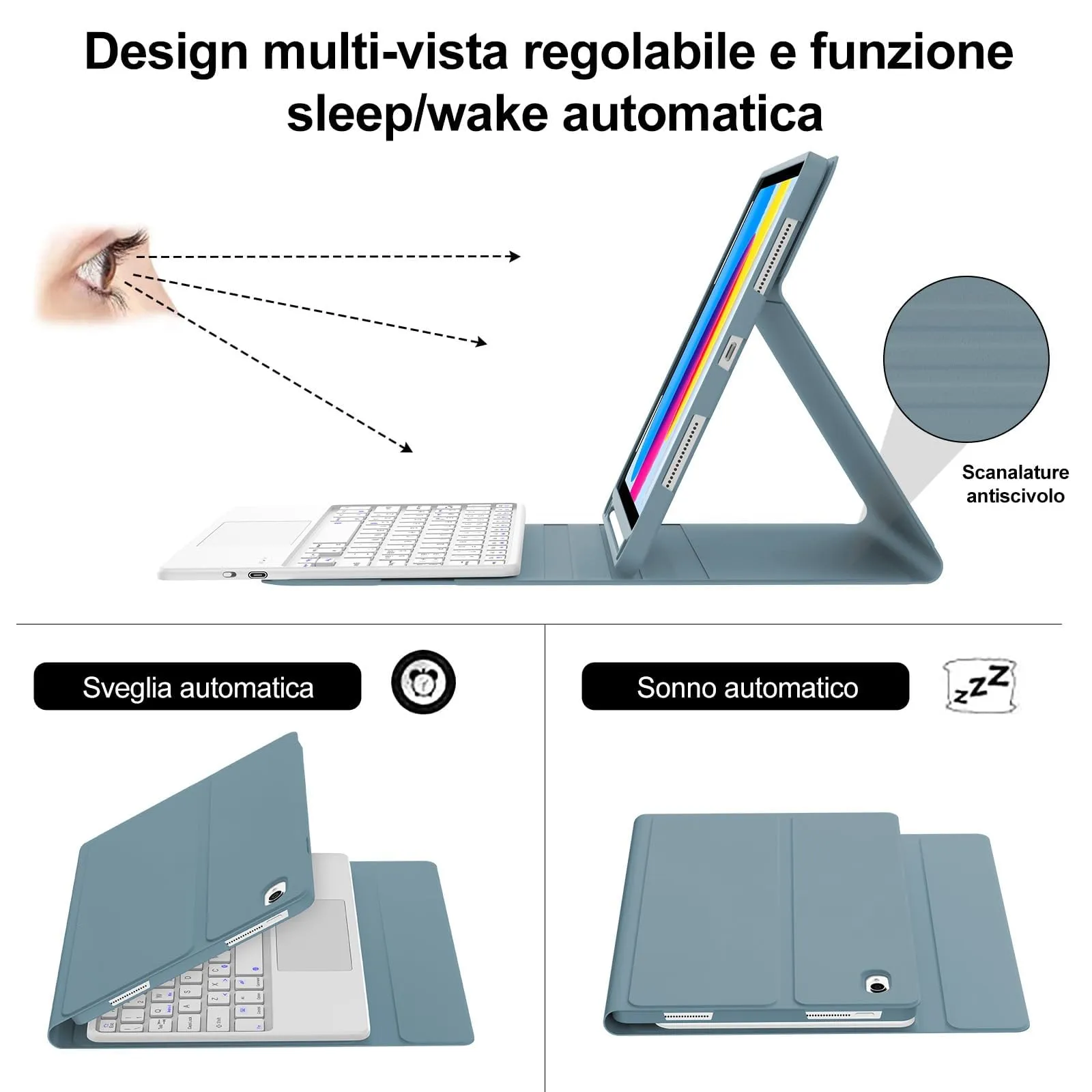 Tastiera per iPad A16 11 Generazione 11" 2025/10 Generazione 2022 10.9" - immagine 5