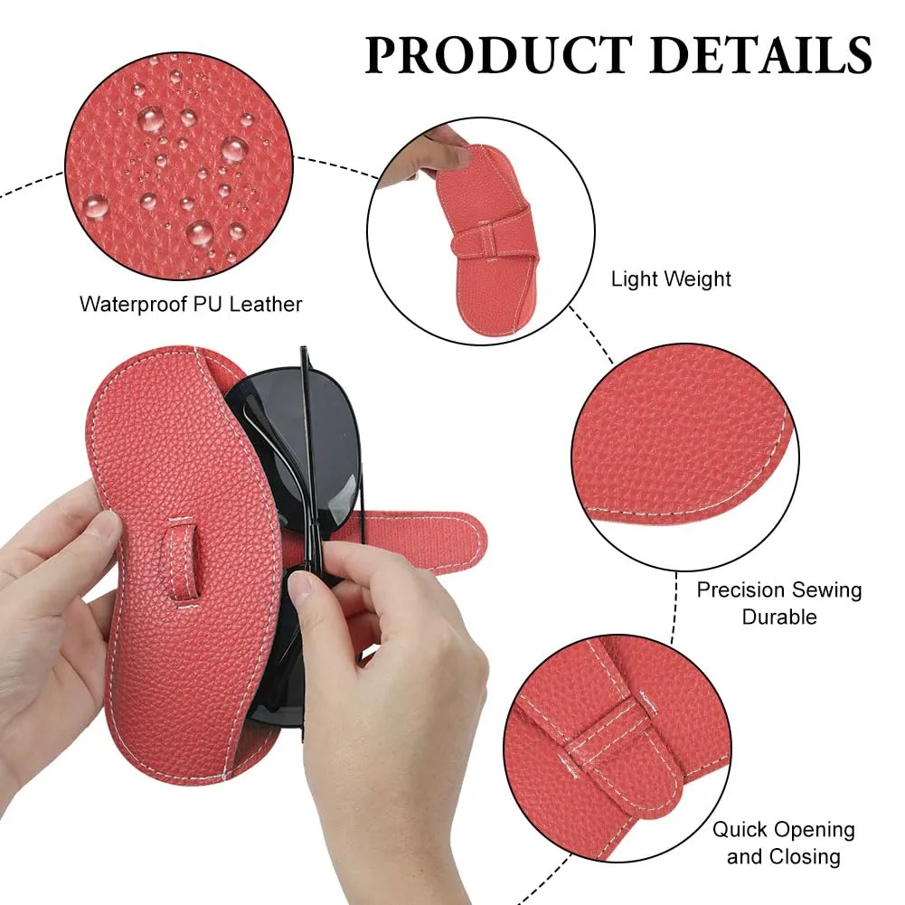 BUTBU Custodia Occhiali Morbida in Pelle PU, Rosso - immagine 3