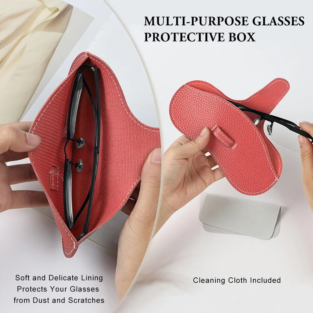 BUTBU Custodia Occhiali Morbida in Pelle PU, Rosso - immagine 5