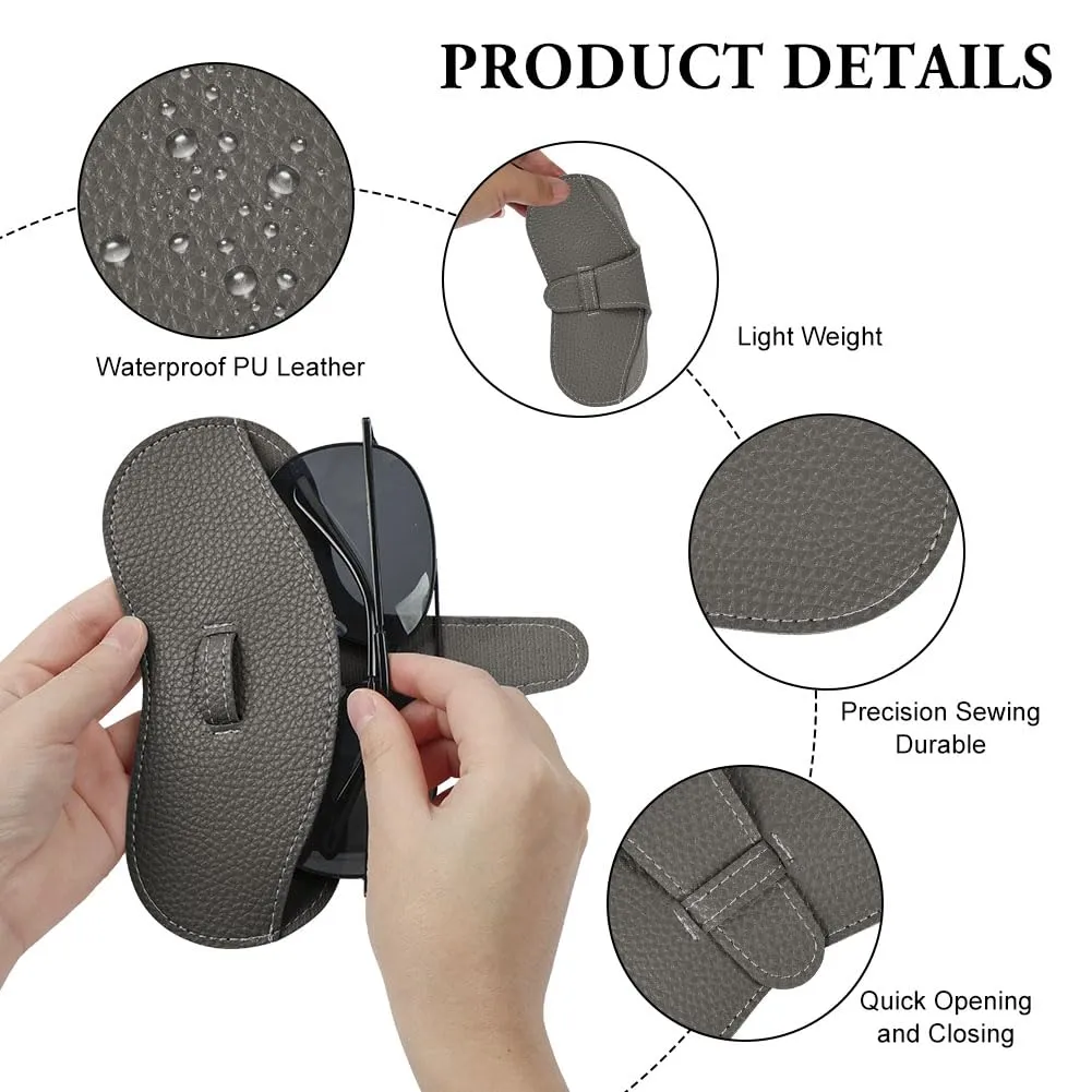 BUTBU Custodia Occhiali Morbida in Pelle PU, Grigio Scuro - immagine 3