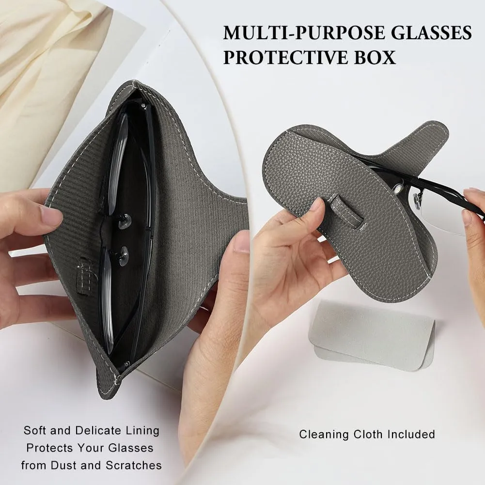 BUTBU Custodia Occhiali Morbida in Pelle PU, Grigio Scuro - immagine 5