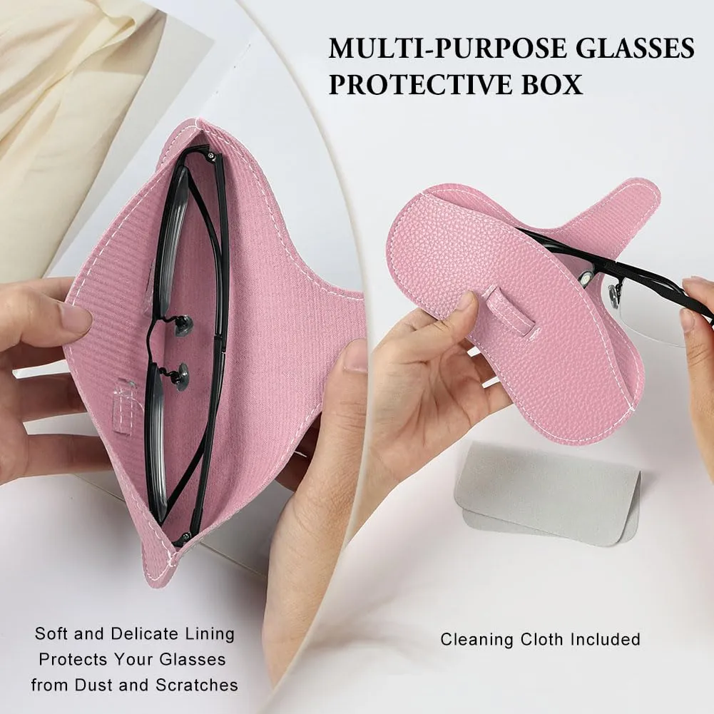 BUTBU Custodia Occhiali Morbida in Pelle PU, Rosa Cristallino - immagine 5
