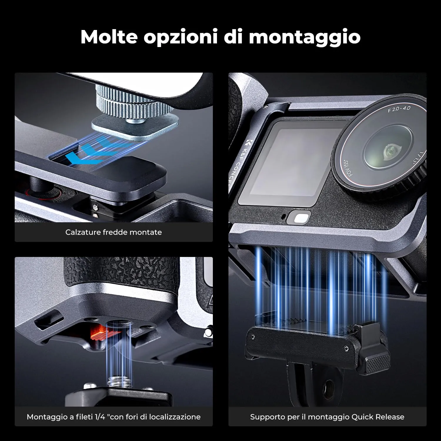 K&F CONCEPT Gabbia leggera con fissaggio magnetico per DJI Osmo Action 6 - immagine 5