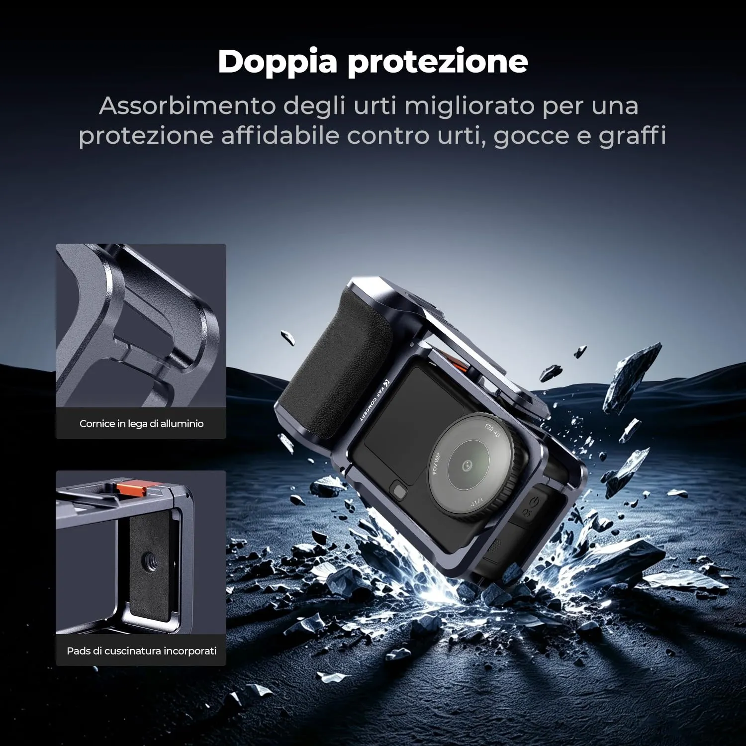 K&F CONCEPT Gabbia leggera con fissaggio magnetico per DJI Osmo Action 6 - immagine 7